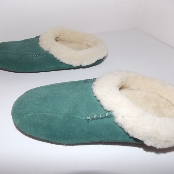 LLBean leather suede green slide slippers size 5 M - Picture 4 of 6